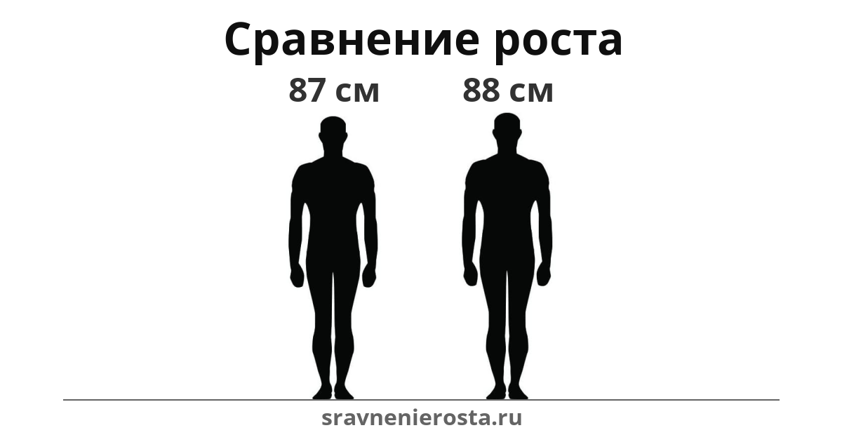 Визуализация соотношения роста мужчины (87 см) и мужчины (88 см) на сайте sravnenierosta.ru