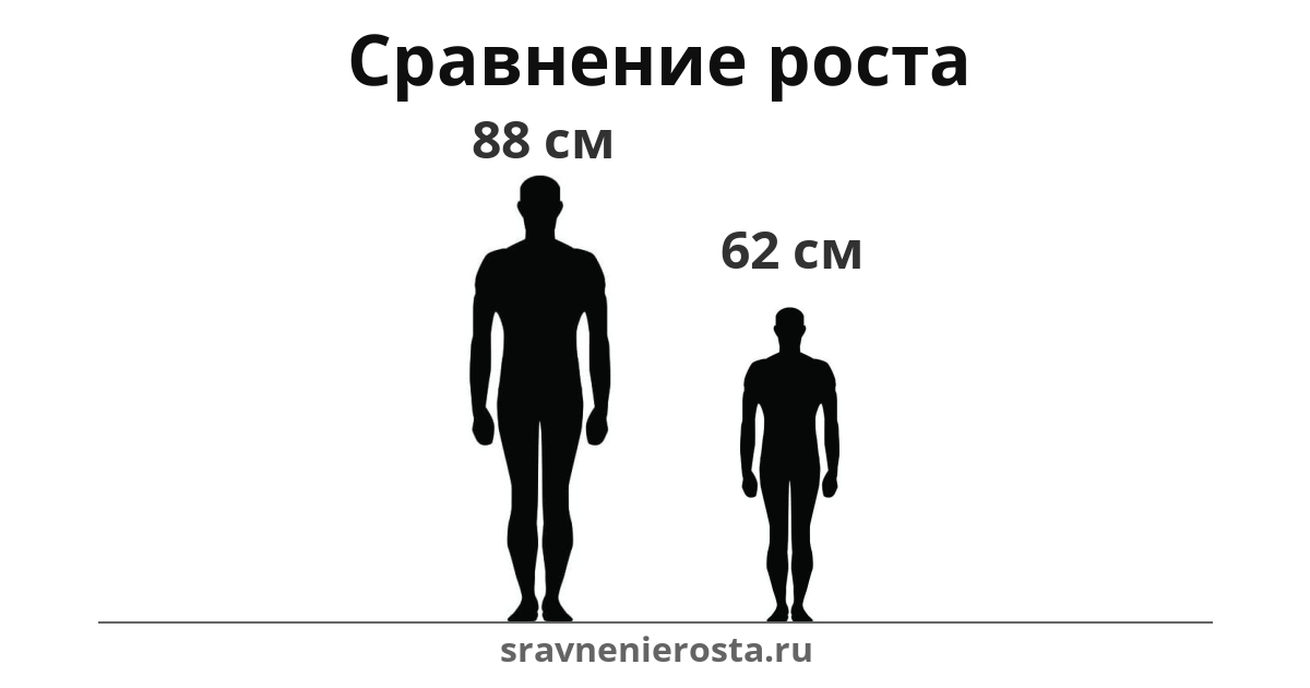 Визуализация соотношения роста мужчины (88 см) и мужчины (62 см) на сайте sravnenierosta.ru