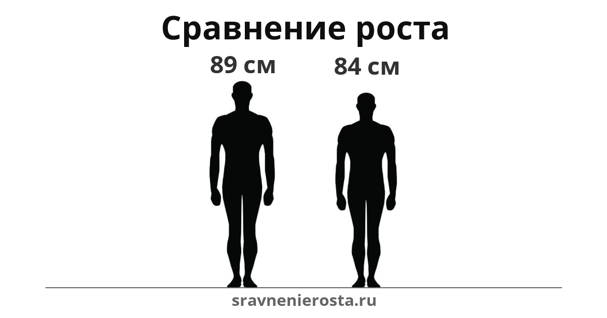 Визуализация соотношения роста мужчины (89 см) и мужчины (84 см) на сайте sravnenierosta.ru