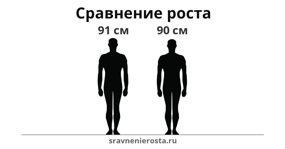 Визуализация соотношения роста мужчины (91 см) и мужчины (90 см) на сайте sravnenierosta.ru