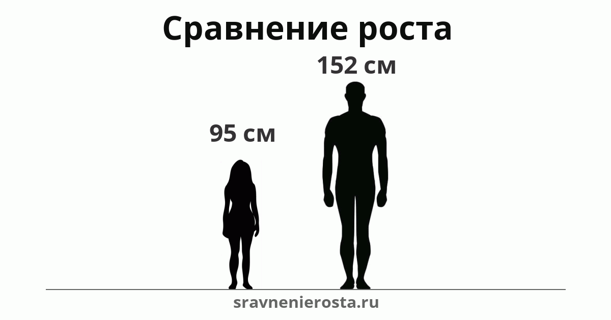 Визуализация соотношения роста женщины (95 см) и мужчины (152 см) на сайте sravnenierosta.ru