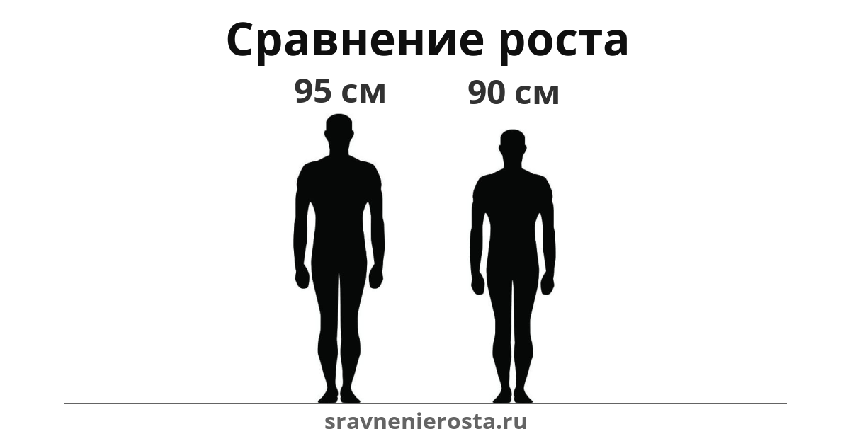 Визуализация соотношения роста мужчины (95 см) и мужчины (90 см) на сайте sravnenierosta.ru
