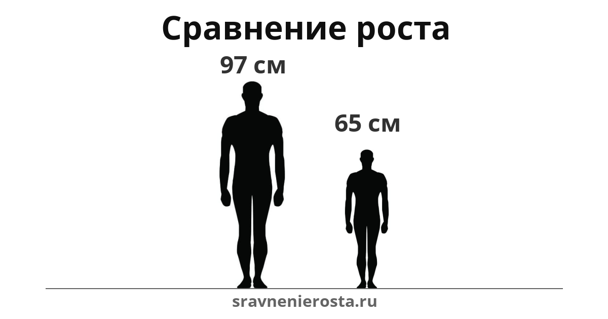 Визуализация соотношения роста мужчины (97 см) и мужчины (65 см) на сайте sravnenierosta.ru